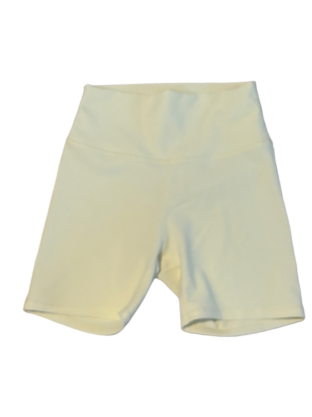 Wilo The Label Base High-Waisted Ribbed Bike Shorts - Butter Yellow - EUC